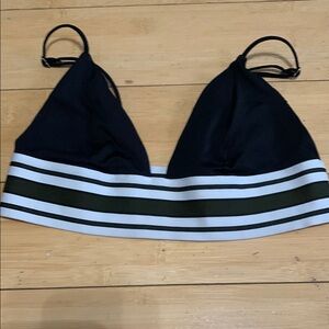 Black and White Striped Bikini Top